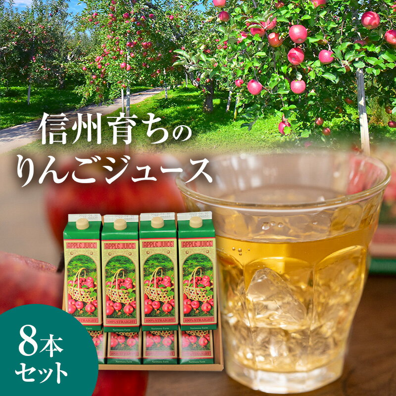 【ふるさと納税】信州育ちのりんごジュース 8本詰　【 果実飲料 ジュース 飲料類 飲み物 フルーツジュース アップルジュース 長野市産りんご りんご100％ ストレートジュース コク 】