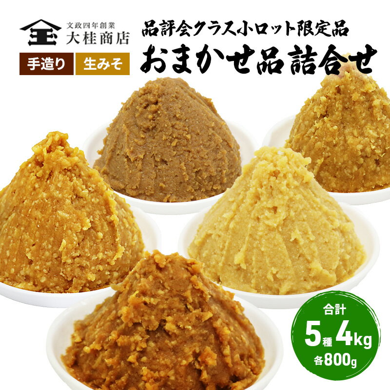 【ふるさと納税】（L) 限定 味噌 無添加 信州味噌 店主おまかせ セット 800g × 5種 みそ 詰め合わせ 品評会クラス 小ロット ネットにも載せていない おまかせ品 ミソ 信州みそ 調味料 国産原料 長野県 長野 上田市 上田 株式会社大桂商店　【 長野県上田市 】