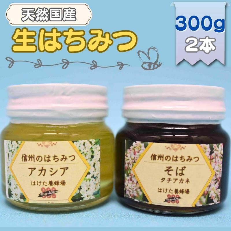【ふるさと納税】国産 生はちみつ 300g 2本セット アカシア ソバ セット 詰め合わせ 国産はちみつ 国産ハチミツ 天然蜂蜜 はちみつ 蜂蜜 ハニー 天然国産 非加熱 食べ比べ 食べ比べセット 信州産 長野県産 信州 長野 長野県 上田市