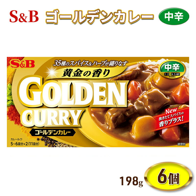 S&B ゴールデンカレー 中辛 198g 6個 セット 詰め合わせ エスビー食品 エスビー カレー カレー粉 カレールー カレールウ 信州 長野 長野県 上田市