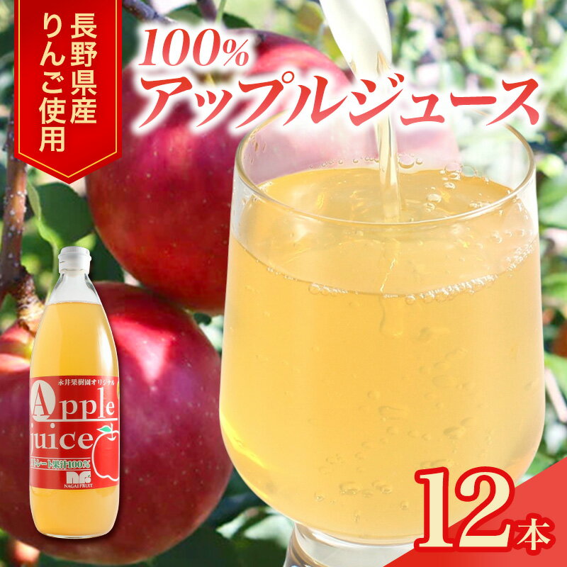 【ふるさと納税】果汁100％りんごジュース 1L×12本 サンふじ ジュース ドリンク 信州 長野