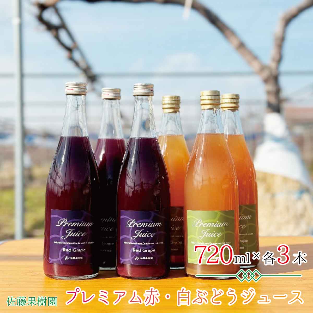 18位! 口コミ数「0件」評価「0」プレミアム赤・白ぶどうジュース（720ml×各3本 計6本）《佐藤果樹園》 飲料類 果汁飲料 ぶどう ブドウジュース