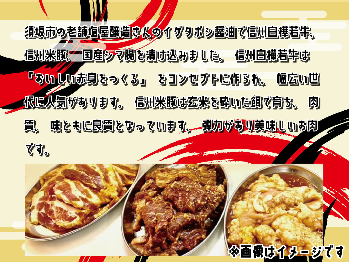 【ふるさと納税】須坂市産調味料を使った長野県産焼肉　（味噌たれ）（冷凍品）《たけちゃん食品》 惣菜 肉 豚 ロース 味噌 冷凍