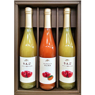 信州浅間ファーム・100％ジュース 3本セット（各500ml）　【 果汁飲料 林檎 リンゴ 野菜飲料 ニンジン 人参 信州産 フルーツ 野菜 】