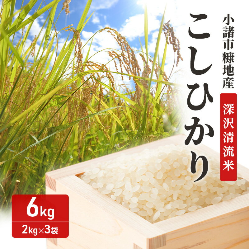 【ふるさと納税】小諸市糠地産こしひかり 「深沢清流米」6kg（2kg×3袋）長野 信州 コシヒカリ 精米 美味しいお米 お取り寄せ おこめ 白米 お届け：寄付入金確認後、1ヶ月以内に発送致します。
