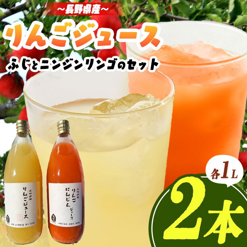 リンゴジュース 信州伊那産 りんごジュース 1000ml×2本(ふじ、ニンジンリンゴMIX)|りんごジュース サンふじ にんじん 甘い 飲料 美味しい フルーツ 伊那 伊那産 長野県 ふるさと納税