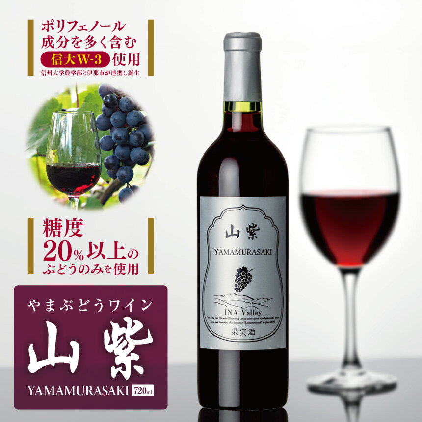 【ふるさと納税】 ワイン 日本ワイン やまぶどうワイン 「山紫」 720ml 1本 | ワイン wine 山ぶどう 山葡萄 ぶどう 信州大学 信大W-3 ポリフェノール 伊那ブランド ふるさと納税 返礼品 信州産 長野県 伊那市 【012-70】