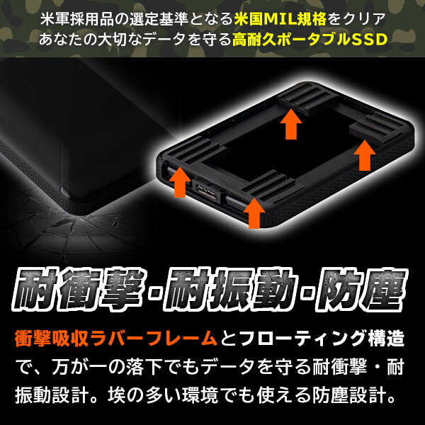 【ふるさと納税】【105-03】 ロジテック 外付けSSD 2TB 高耐久 耐衝撃 ポータブル【LMD-PBL2000U3BK】