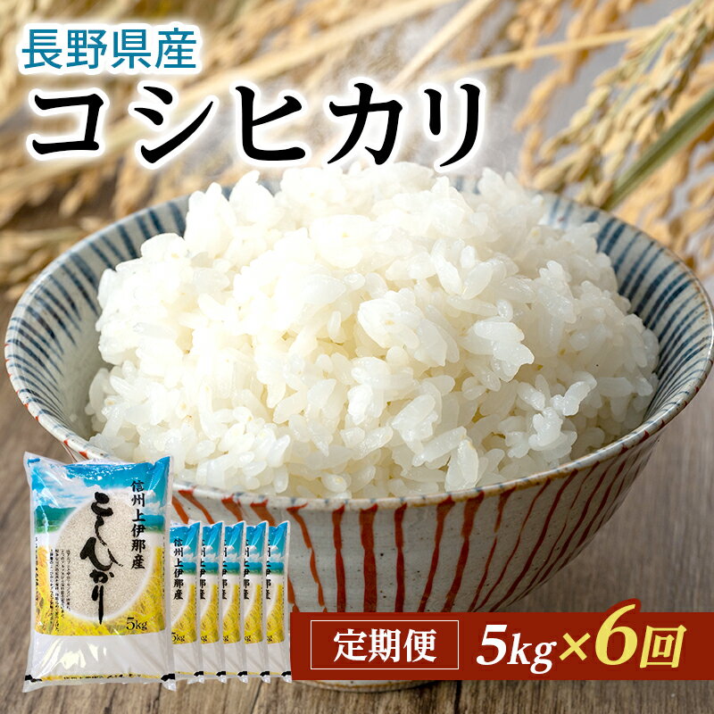 【ふるさと納税】【定期便】長野県産「コシヒカリ」（5kg×6回）【橋本商事】　【定期便・お米・コシヒカリ・米・6ヶ月連続・6回・計30kg】