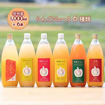 [信州産]りんごの個性にびっくり!ジュース6種セット(1,000ml×6本) [ 果実飲料 ミックスジュース りんごジュース 飲み比べ サンつがる サンふじ 王林 ゆず 人参 ]