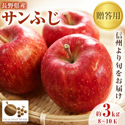 【ふるさと納税】【2025発送分】=信州中野の旬をお届け= サンふじ 贈答用 3kg(8~10玉)【高丘フルーツ】_ りんご 林檎 リンゴ サンフジ フルーツ 果物 ふるーつ くだもの 国産 旬 ギフト 贈答 産地直送 さんふじ 信州 長野 人気 品種 送料無料 【1297193】