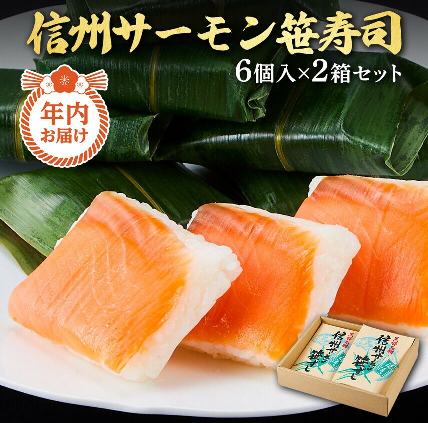 [年内発送][12月21日ご入金確認分まで]信州サーモン笹寿司(6個入)2箱セット | お歳暮 お中元 魚 郷土料理 信州サーモン 寿司 押し寿司 人気 おすすめ サーモン 鮭 和食 ご飯 贈り物 ギフト 送料無料 長野県 大町市 ふるさと納税