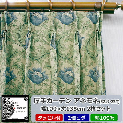 16位! 口コミ数「0件」評価「0」厚地カーテン アネモネ(22T) 幅100×丈135cm×2枚　Fabric by ベストオブモリス【1482580】