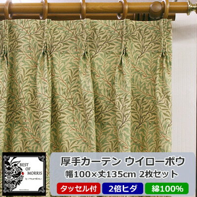 9位! 口コミ数「0件」評価「0」厚地カーテン ウイローボウ 幅100×丈135cm×2枚　Fabric by ベストオブモリス【1482584】