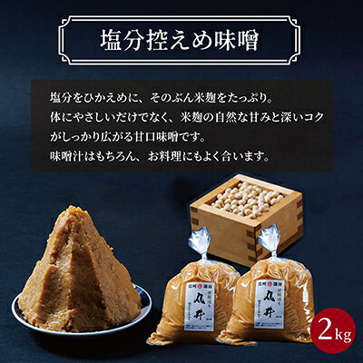 【ふるさと納税】【贈答用】箱入りギフト入り 塩分控えめ・吟醸味噌 粒(2kg×各1種)　信州味噌の丸井伊藤商店【1576470】 f202142-chino-10000983 長野県茅野市 サンプル画像2