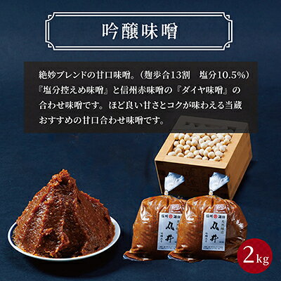 【ふるさと納税】【贈答用】箱入りギフト入り 塩分控えめ・吟醸味噌 粒(2kg×各1種)　信州味噌の丸井伊藤商店【1576470】 f202142-chino-10000983 長野県茅野市 サンプル画像3