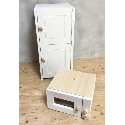 【ふるさと納税】メーベルヒナナ 木製 L・Lワイドサイズ ナチュラル用 レンジ・冷蔵庫セット ナチュラル【1616909】