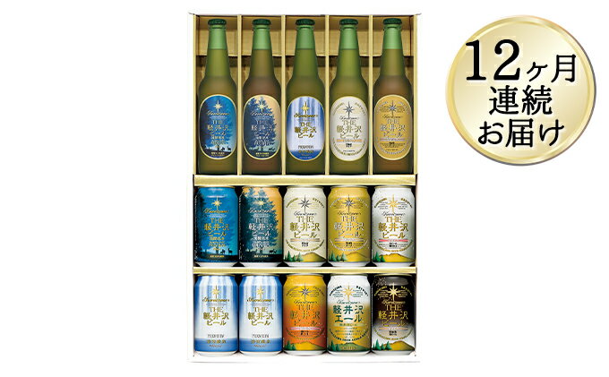 【ふるさと納税】【12カ月定期便】THE軽井沢ビールセット 9種 飲み比べギフト【 軽井沢ブルワリー ビール 地ビール お酒 酒 缶ビール 350ml プレゼン...