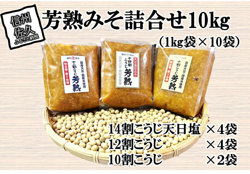 【ふるさと納税】中屋商店　芳熟みそ詰合せ10kg　信州みそ　国産　お取り寄せ　おすそわけ　食べ比べ...