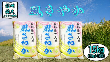 長野県佐久市産　風さやか　15kg（5kg×3袋）　白米　ふっくら　香り　モッチリ　お弁当　おにぎり〈出荷時期:2023年10月中旬以降～〉【海抜700m　佐久地方 長野県 佐久市 】