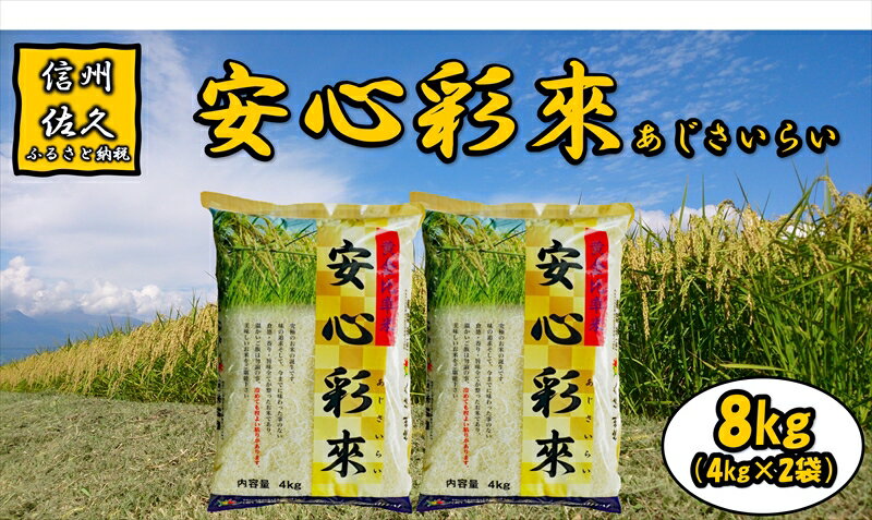 長野県佐久市産 安心彩來 8kg(4kg×2袋) 白米 黄金比率 ブレンド米 食感 香り 旨み お弁当[出荷時期:2023年10月中旬以降〜][海抜700m 佐久地方 長野県 佐久市 ]