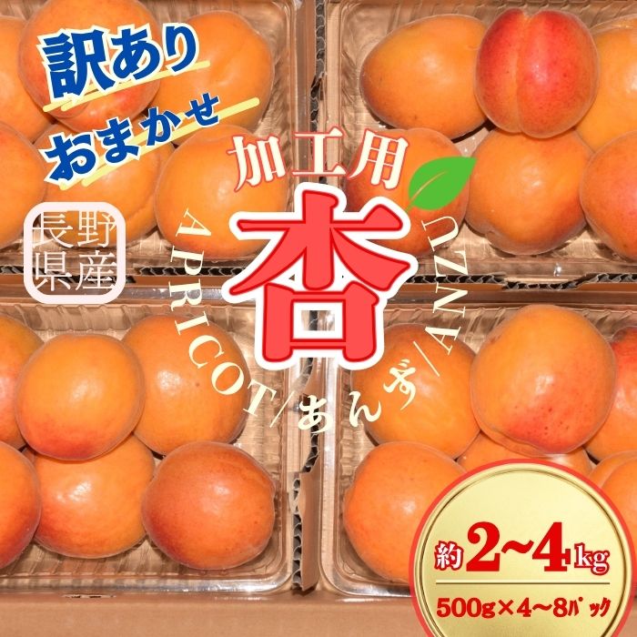 【ふるさと納税】【2027年先行予約】訳あり あんず おまかせ加工用 計約2kg~約4kg(約500g×4~8パック)| 杏子 アプリコット 信州 長野県 千曲市