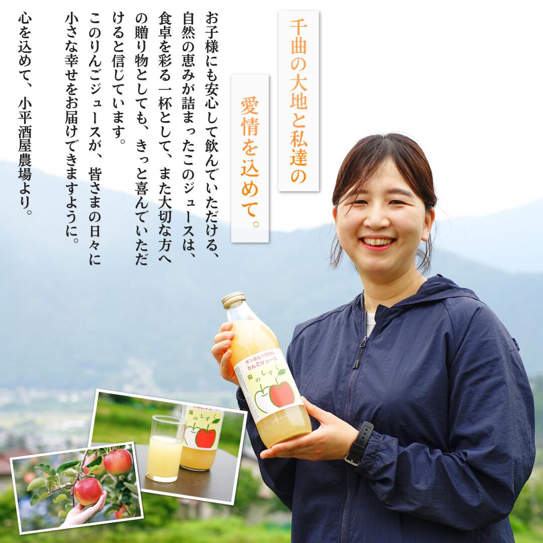 【ふるさと納税】ふじ 100％ りんごジュース 1000ml × 6本|瓶 アップルジュース 果汁100％ ストレートジュース 信州林檎ジュース 富士 ふじ 1L 詰合せ 信州林檎 信州りんご 信州 長野 千曲市 送料無料