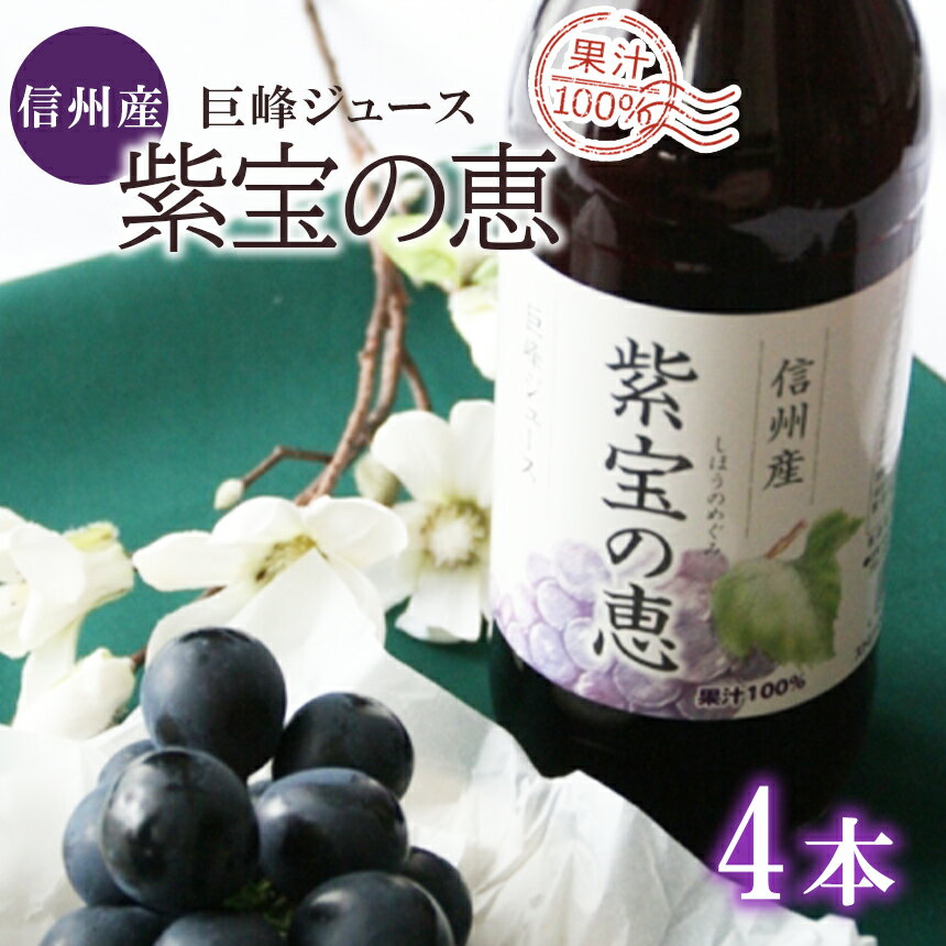 信州産 巨峰ジュース 「紫宝の恵」 果汁100% (1L×4本) | ぶどう 巨峰 ジュース フルーツ 特産品 千曲市 長野県