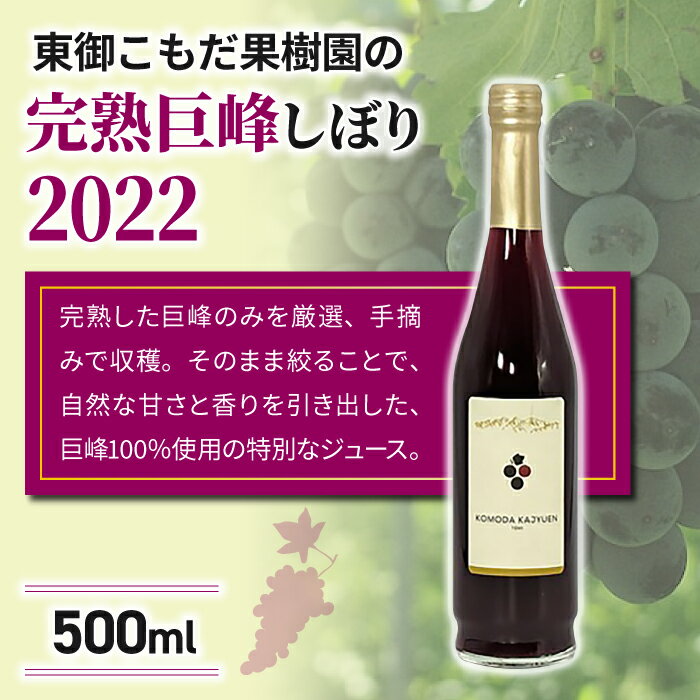 【ふるさと納税】訳あり特別価格！完熟巨峰しぼり2022（500ml）12 本入｜東御こもだ果樹園