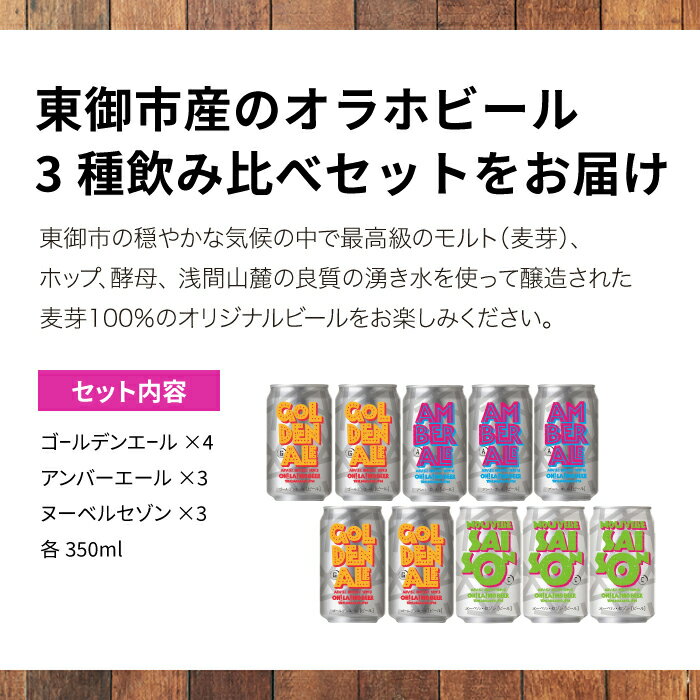 【ふるさと納税】クラフトビール 飲み比べ3種10本セット (ゴールデンエール・アンバーエール・ヌーベルセゾン) オラホビール 詰め合わせ お酒 地ビール ギフト プレゼント お歳暮 お中元 父の日 長野県東御市