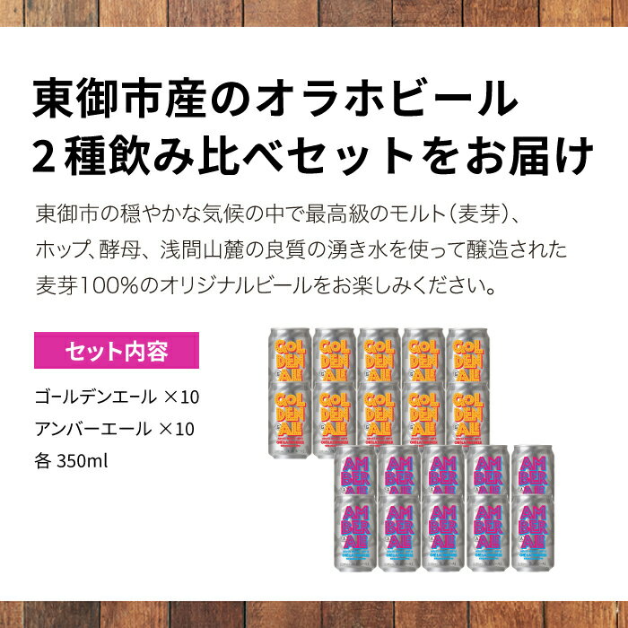 【ふるさと納税】【オラホビール】クラフトビール 飲み比べ (ゴールデンエール・アンバーエール) 20本セット 詰め合わせ お酒 地ビール ギフト プレゼント お歳暮 お中元 父の日 長野県東御市