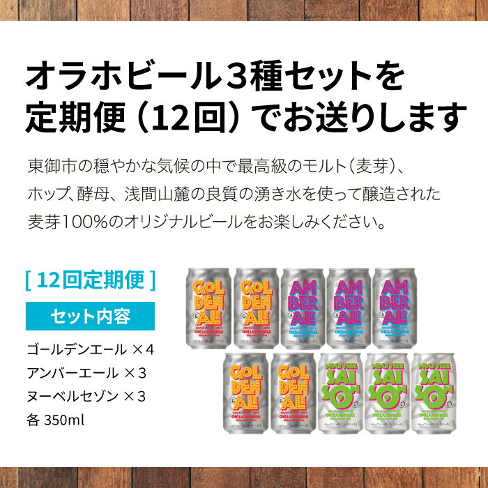 【ふるさと納税】【12回定期便】オラホビール10本（3種合計10本） ビール 地ビール クラフトビール 350ml 350 10本 10缶 飲み比べ 長野県 長野 東御市 信州 ギフト プレゼント 常温