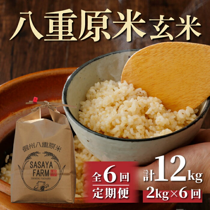 【ふるさと納税】（6回定期便）八重原米 玄米 2kg (2kg×1袋) お米 コシヒカリ 美味しい 甘い 長野県東御市