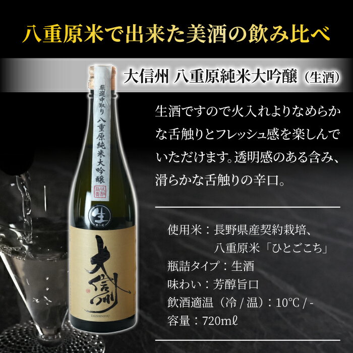 【ふるさと納税】【2024年3月以降順次発送】日本酒「大信州」　酒米「ひとごこち」火入れ・生酒の飲み比べセット 地酒 日本酒 辛口 お酒 ギフト プレゼント 父の日 贈り物 おいしい 信州 長野県