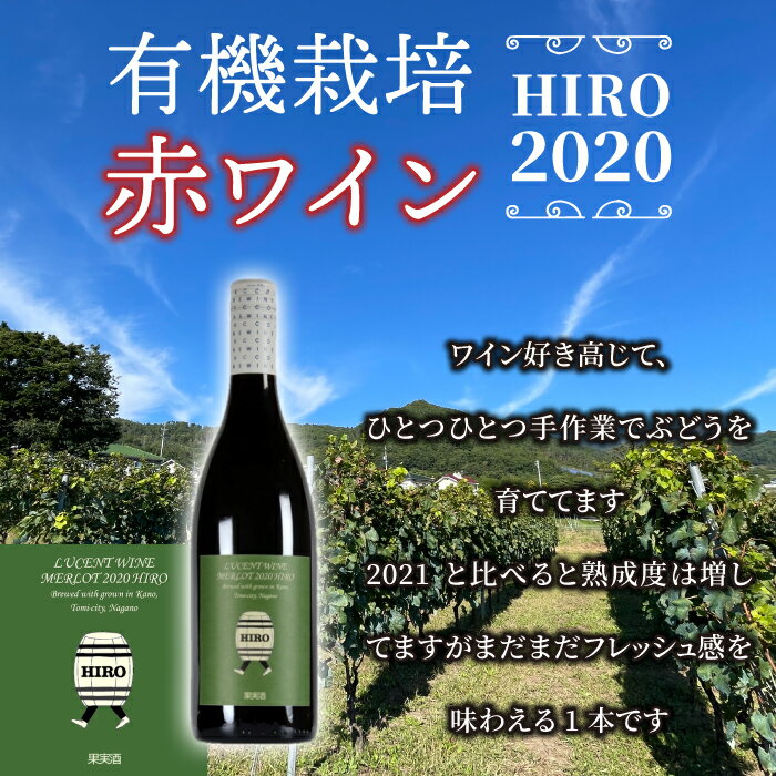 【ふるさと納税】東御市産赤ワイン HIRO 2020 赤 お酒 果実酒 瓶 国産 信州 長野県東御市