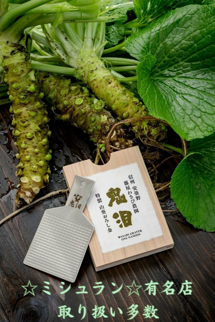 【ふるさと納税】藤屋わさび農園　【鬼泪　家庭用】高級おろし金と生わさびセット【受付9月まで！】【山葵・ワサビ・卸金・下ろし金・おろしがね・信州・長野県・安曇野市】のサムネイル
