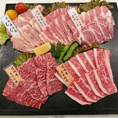 【ふるさと納税】まるごと信州グルメ　牛豚鶏焼肉セット　4人前　【お肉・牛肉・牛豚鶏焼肉セット・4人前・焼肉】