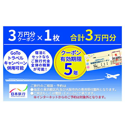 日本旅行　地域限定旅行クーポン【30,000円分】　【 旅行 チケット 宿泊券 家族 友人 恋人 休息 リフレッシュ 】