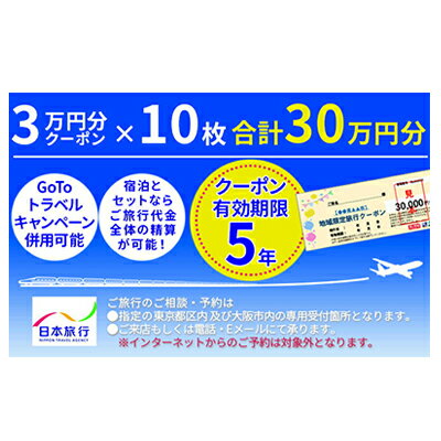 【ふるさと納税】日本旅行　地域限定旅行クーポン【300,000円分】　【 旅行 チケット 宿泊券 家族 友人..