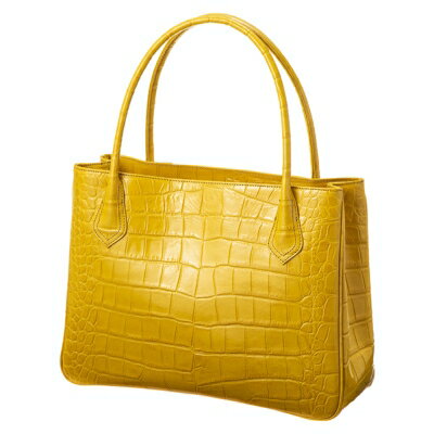 【ふるさと納税】【濱野皮革工藝のクロコデュプレトートバッグ】シンプルが上品に形となったバッグです。(イエロー)【1103211】