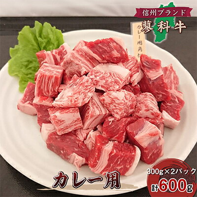 [牛肉カレー用]信州蓼科牛の厳選部位をおまかせ600g(300g×2パック)御代田町古越牧場産[配送不可地域:離島]