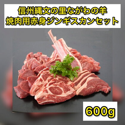 信州縄文の里ながわの羊焼肉用赤身ジンギスカンセット600g　【 お肉 羊肉 ラム肉 希少 国産 自然 放牧 信州サフォーク タレ 塩 ブラックペッパー シンプル おすすめ 】