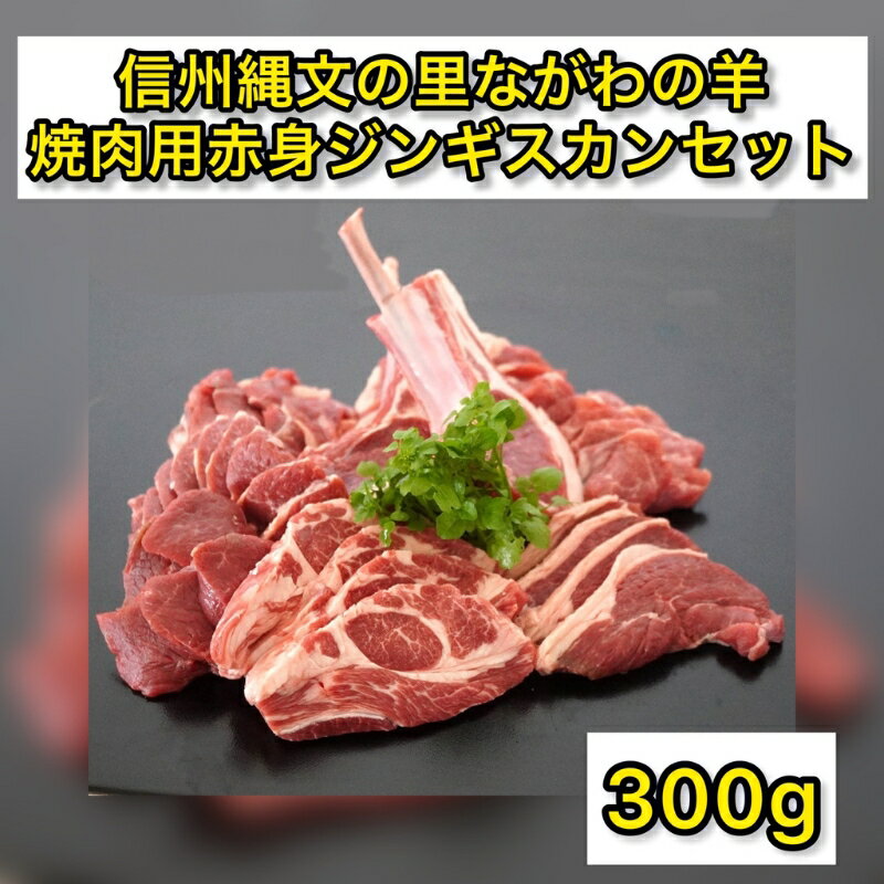 【ふるさと納税】信州縄文の里ながわの羊焼肉用赤身ジンギスカンセット300g　【 お肉 羊肉 ラム肉 希少 国産 自然 放牧 信州サフォーク タレ 塩 ブラックペッパー シンプル おすすめ 】