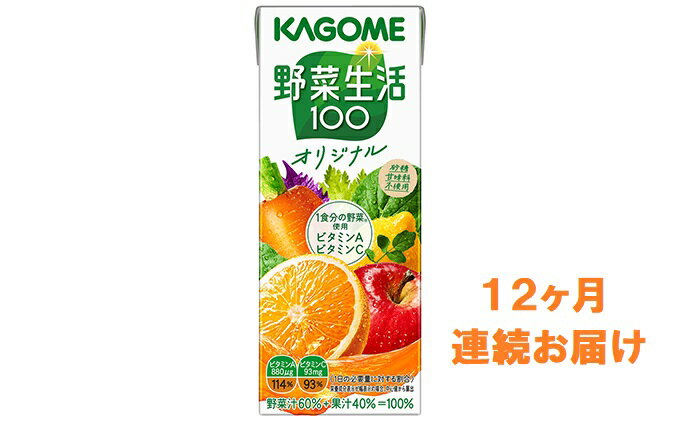 【ふるさと納税】【12ヶ月連続お届け】カゴメ 野菜生活オリジナル(24本入)【ジュース・野菜・果実ミックスジュース】　【定期便・定期便・野菜飲料・野菜ジュース・飲料類・果汁飲料・セット・ジュース】