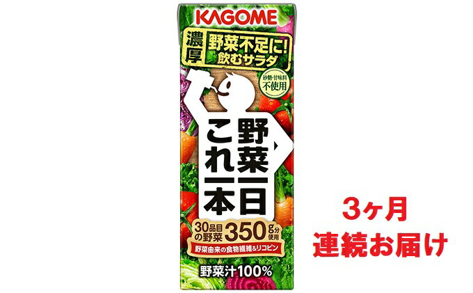 【ふるさと納税】【3ヶ月連続お届け】カゴメ 野菜一日これ一本（24本入）【ジュース・野菜ミックス濃縮ジュース 】　【定期便・定期便・野菜飲料・野菜ジュース・飲料類・果汁飲料・セット・ジュース】