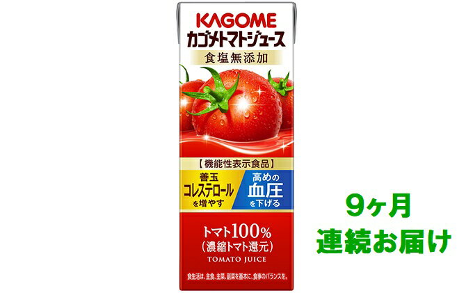 【ふるさと納税】【9ヶ月連続お届け】カゴメトマトジュース食塩無添加(24本入)【ジュース・トマトミックスジュース】　【定期便・定期便・野菜飲料・トマトジュース・飲料類・果汁飲料・セット・ジュース】