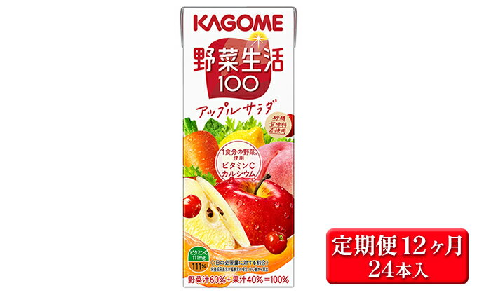 【ふるさと納税】【12ヶ月連続お届け】カゴメ 野菜生活アップルサラダ（24本入）　【定期便・果汁飲料・ジュース・フルーツ・ビタミンC・カルシウム】