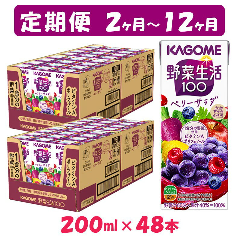 【ふるさと納税】【定期便2ヶ月～12ヶ月】カゴメ 野菜生活100 ベリーサラダ 200ml×48本 ジュース 野菜...