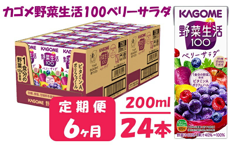 【ふるさと納税】【6ヶ月連続お届け】カゴメ 野菜生活ベリーサラダ（24本入）　【定期便・果汁飲料・ジュース・フルーツ・ビタミンA・ポリフェノール】