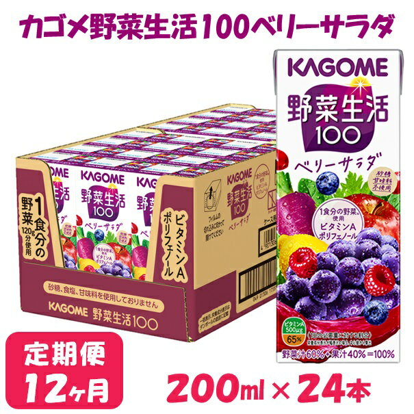 54位! 口コミ数「0件」評価「0」【12ヶ月連続お届け】カゴメ 野菜生活ベリーサラダ（24本入）　【定期便・果汁飲料・ジュース・フルーツ・ビタミンA・ポリフェノール】